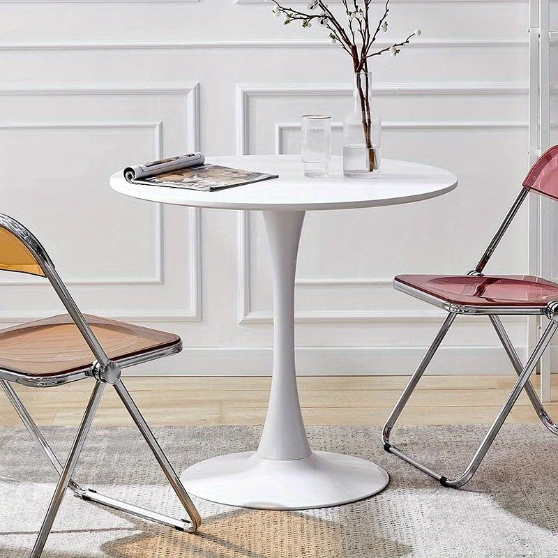 1pc Small Round Table, Modern White Simple Nordic Round Table With Chair Set, For Home Balcony Bedroom Bedside Tea Table, Multiple Sizes Available
