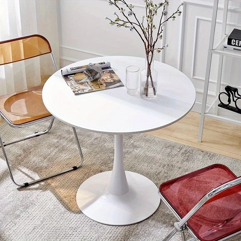 1pc Small Round Table, Modern White Simple Nordic Round Table With Chair Set, For Home Balcony Bedroom Bedside Tea Table, Multiple Sizes Available