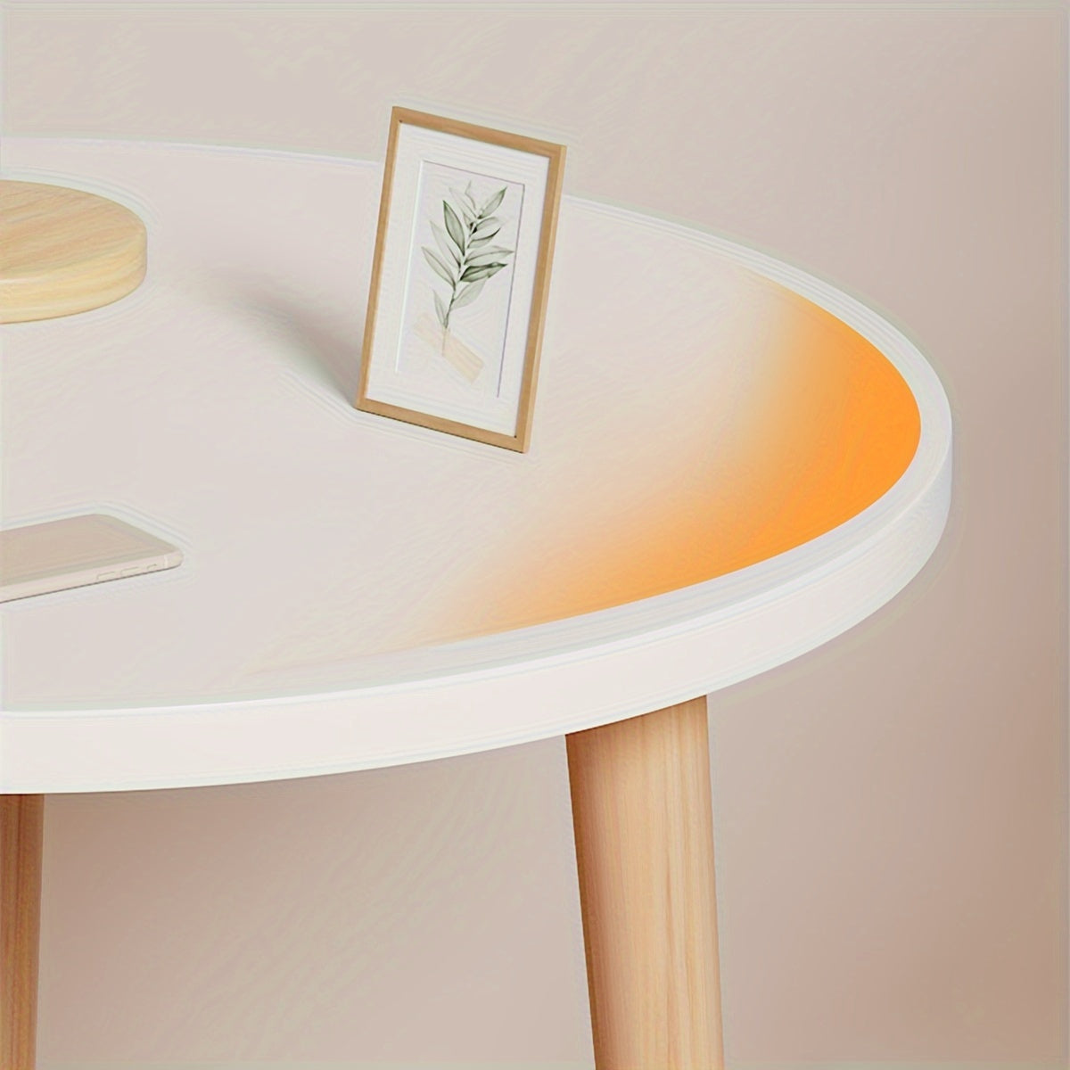 1pc Small Coffee Table, Round Snack Table Portable And Space-Saving With 3 Feets, Stable Side End Table For Living Room, Bedroom, Office, Perfect For Laptop Small Sofa White