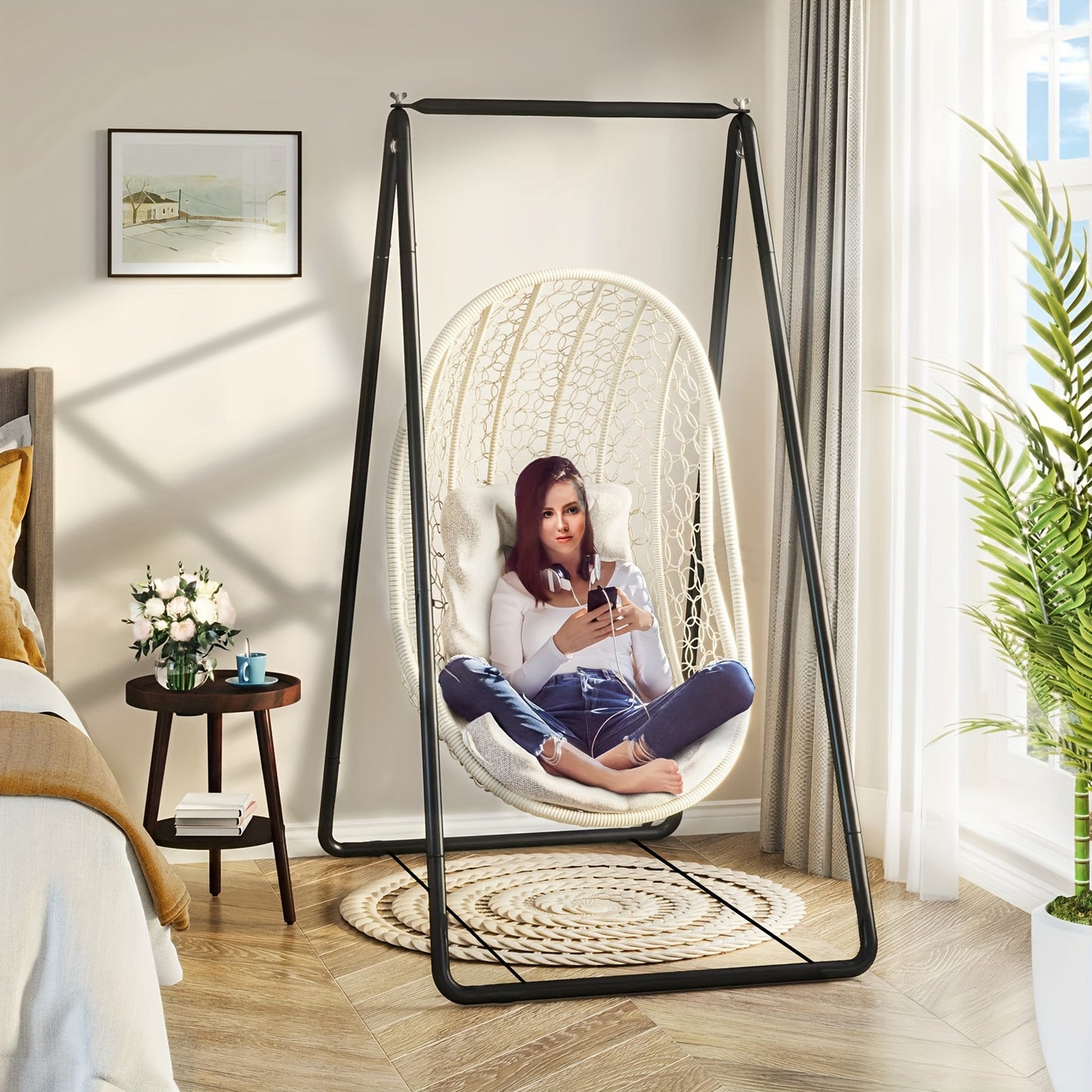 Outdoor Swing Hanging Chair Cradle, Indoor Balcony Swing Hammock