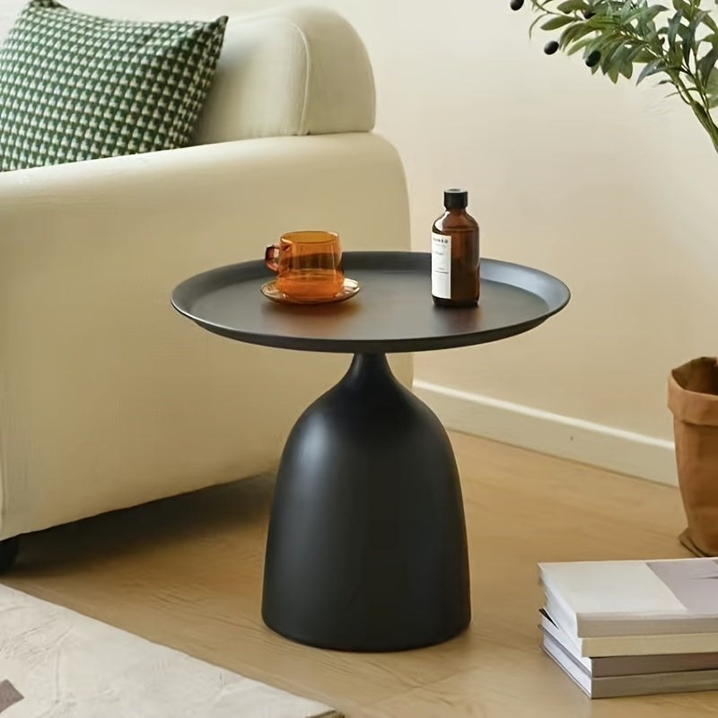 1pc White Minimalist Side Table, Creative Wrought Iron Side Table For Living Room, Small Coffee Table, Floor Tray Corner Table, Bedside Table
