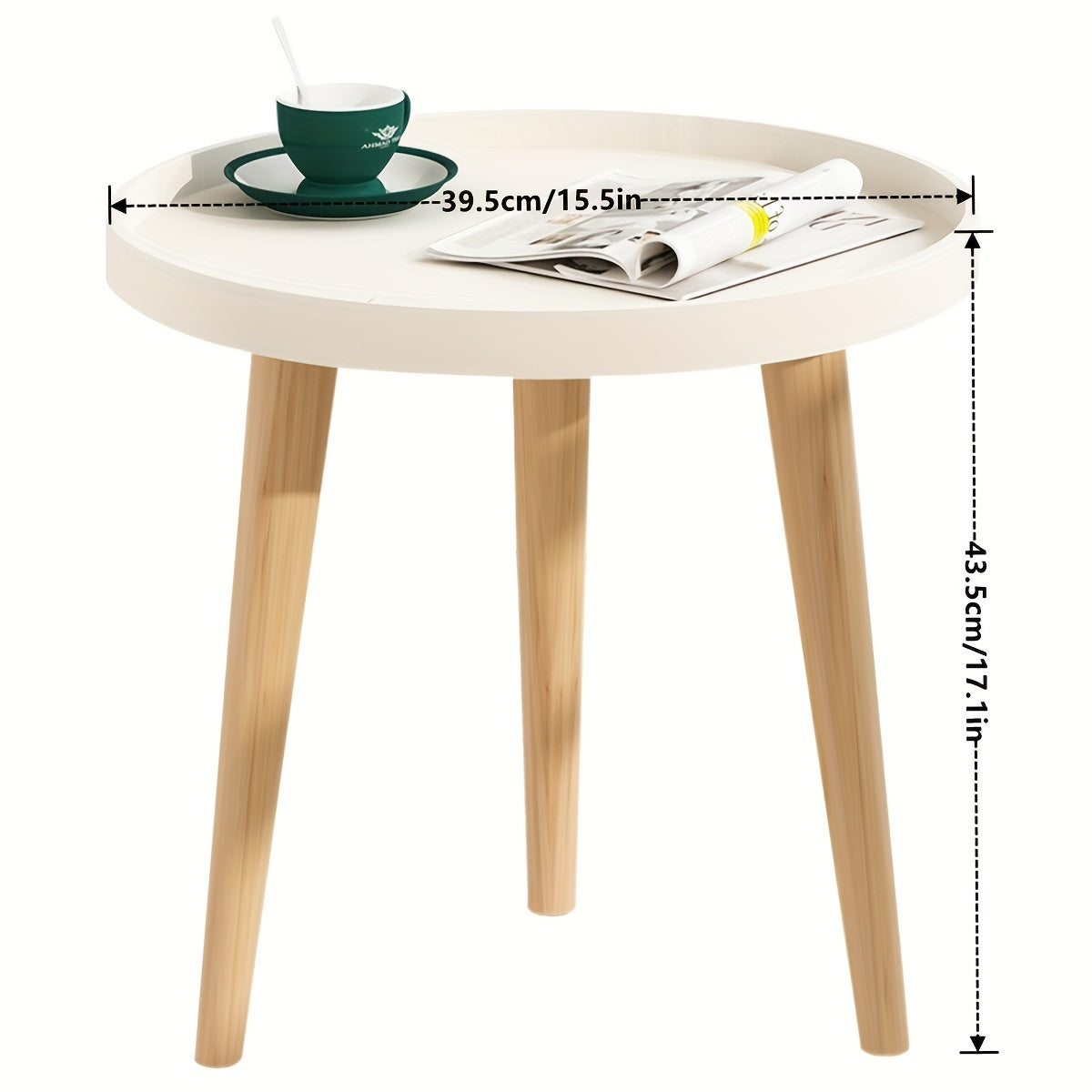 1pc Small Coffee Table, Round Snack Table Portable And Space-Saving With 3 Feets, Stable Side End Table For Living Room, Bedroom, Office, Perfect For Laptop Small Sofa White Black
