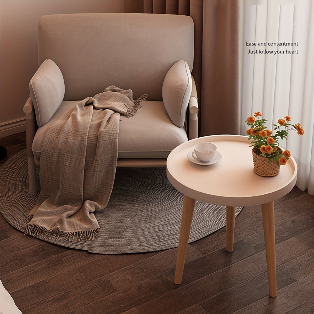 1pc Small Coffee Table, Round Snack Table Portable And Space-Saving With 3 Feets, Stable Side End Table For Living Room, Bedroom, Office, Perfect For Laptop Small Sofa White Black