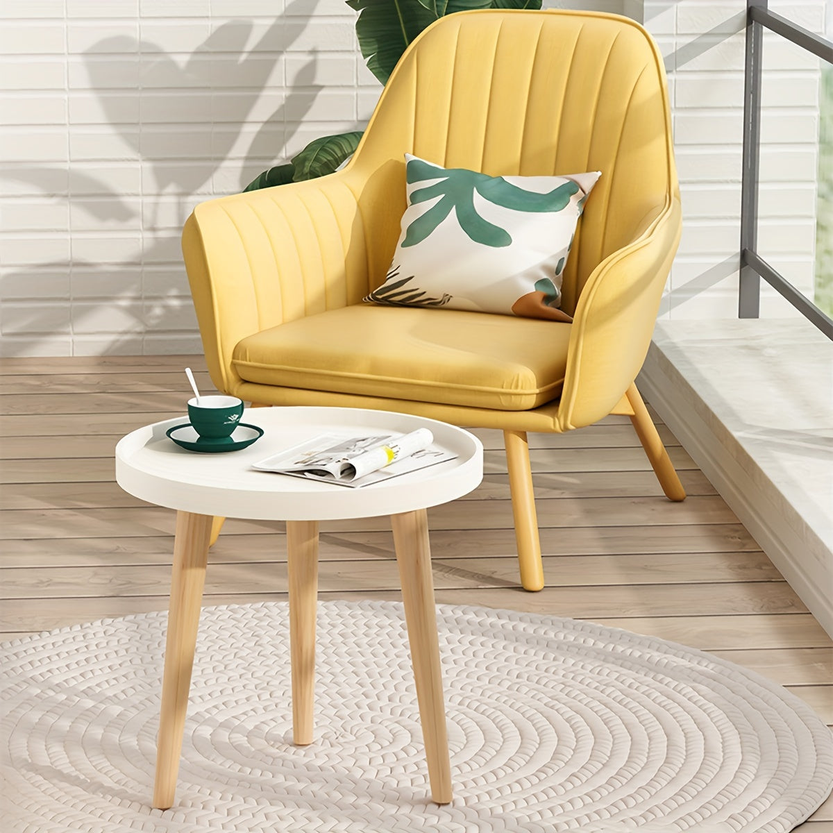 1pc Small Coffee Table, Round Snack Table Portable And Space-Saving With 3 Feets, Stable Side End Table For Living Room, Bedroom, Office, Perfect For Laptop Small Sofa White Black