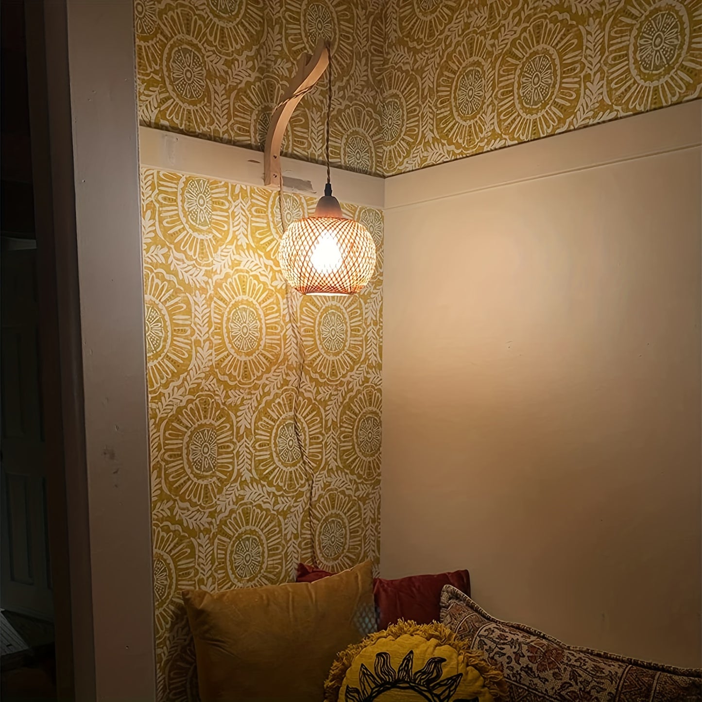 Bring Rustic Charm to Your Home with This Woven Rattan Wall Lamp!
