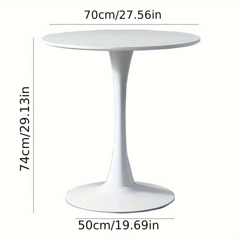 1pc Small Round Table, Modern White Simple Nordic Round Table With Chair Set, For Home Balcony Bedroom Bedside Tea Table, Multiple Sizes Available