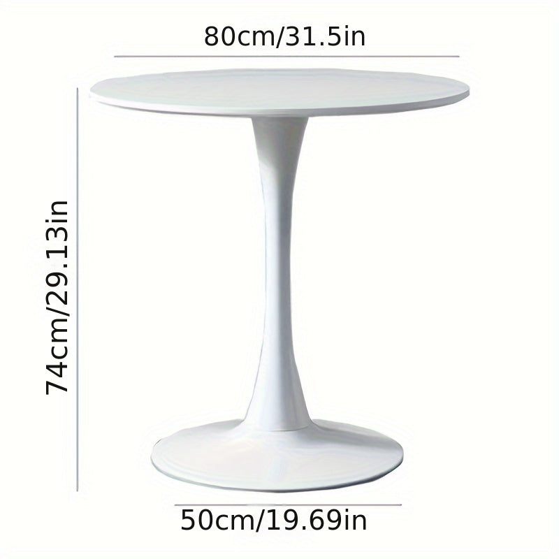 1pc Small Round Table, Modern White Simple Nordic Round Table With Chair Set, For Home Balcony Bedroom Bedside Tea Table, Multiple Sizes Available