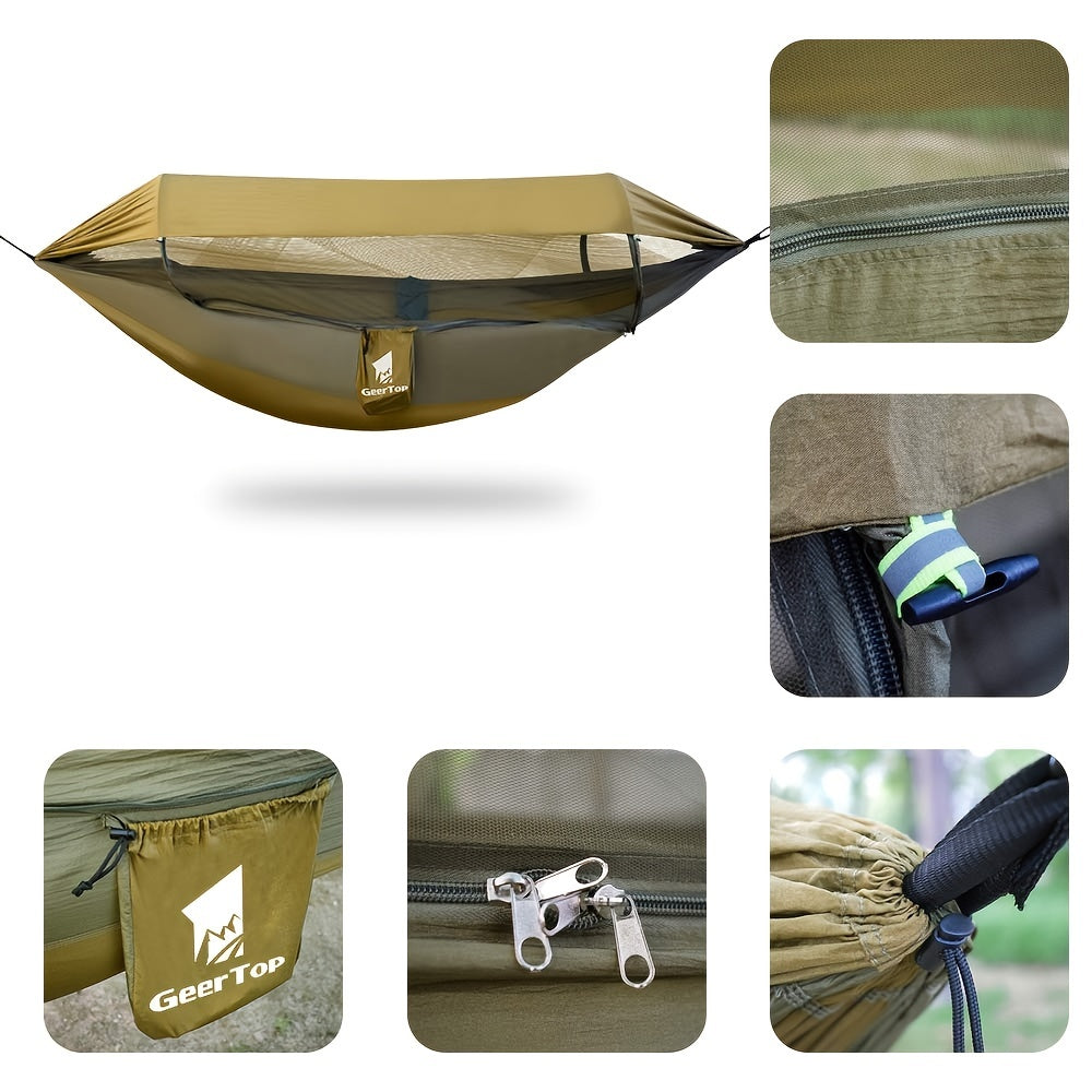 GEERTOP 3-in-1 Outdoor Hammock With Mosquito Net - Waterproof Double Sleep Camping Hammock For Backpacking, Travel, And Park - Enjoy A Bug-Free And Comfortable Rest