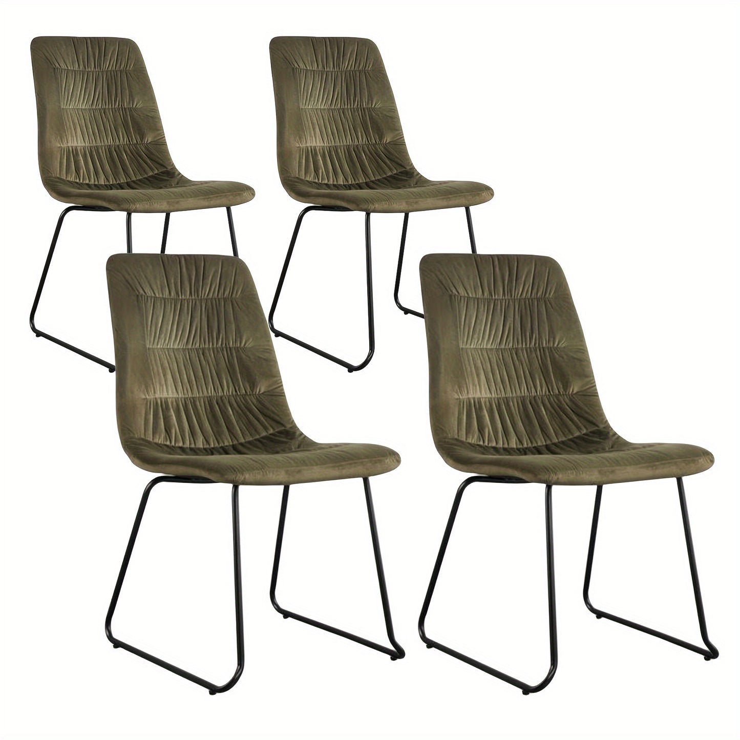 Set Of 4 Velvet Dining Chairs, Designed With Upholstered Backrests And Sturdy Metal Legs, Perfect For Adding A Touch Of Leisure To Your Lounge, Living Room, Bedroom, Kitchen, Dining Room, Or Restaurant Furniture